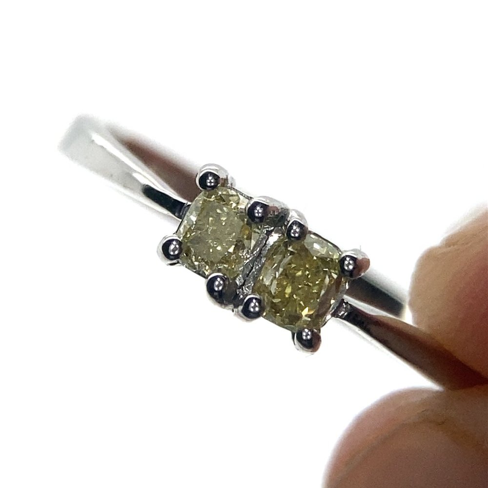Fancy Yellow Diamonds .25ct Solid 14K White Gold Ring